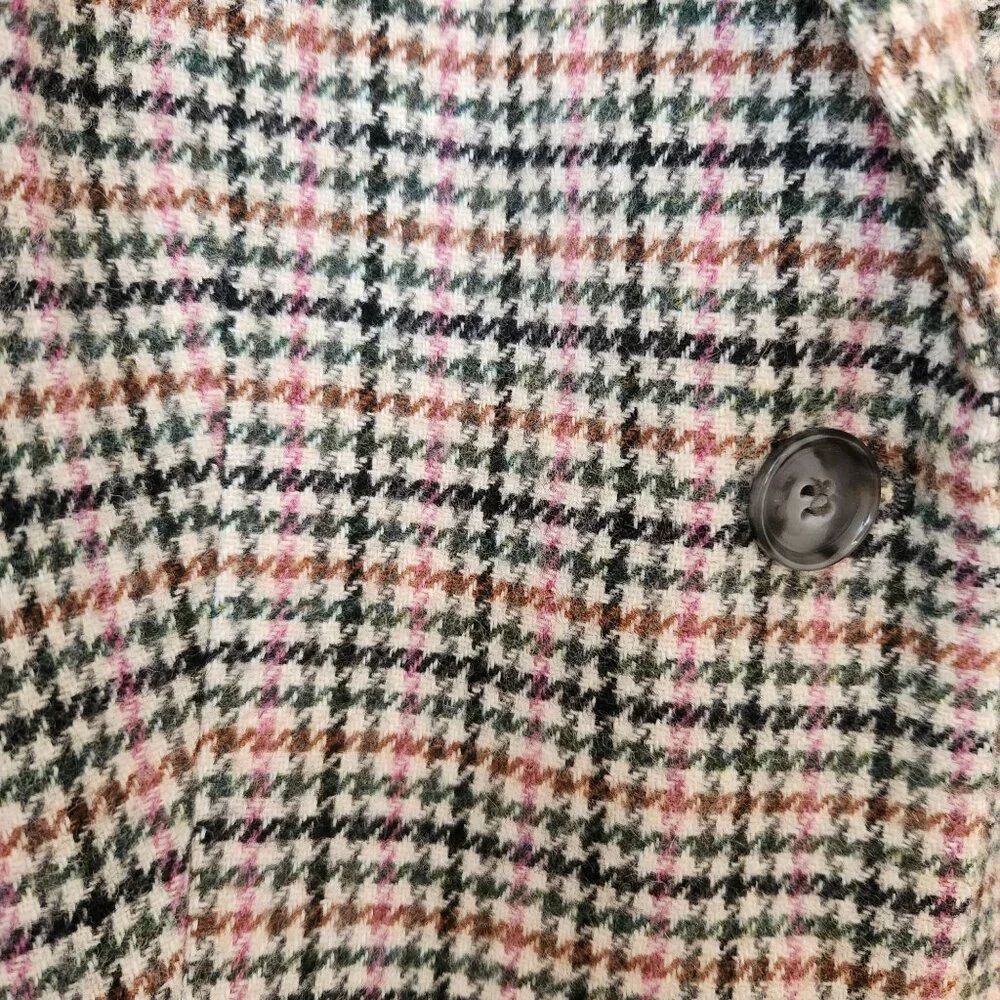 Talbots Houndstooth Check Wool Blazer Owl Print Fall Winter Office Classic 12 - Picture 5 of 11